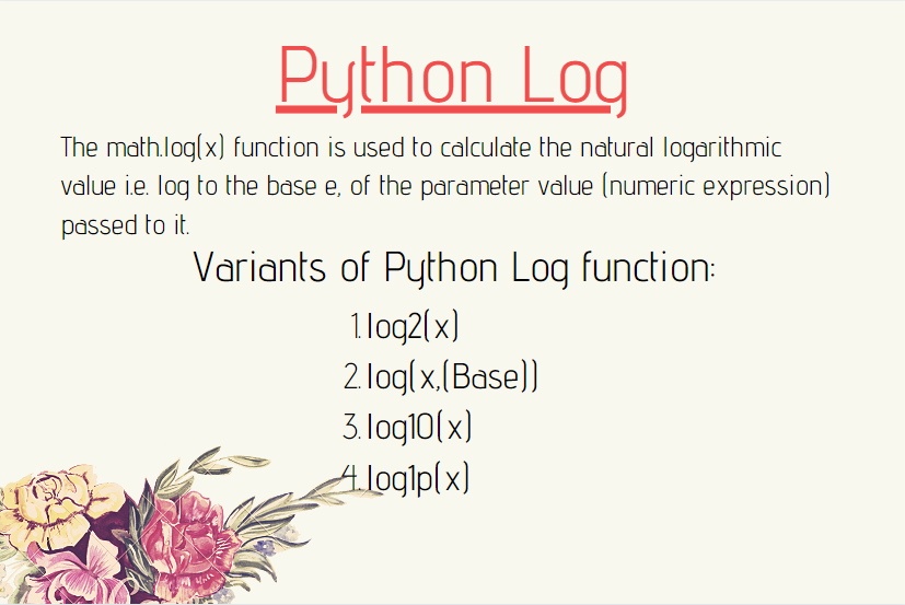 Python log() Functions to Calculate Logarithm