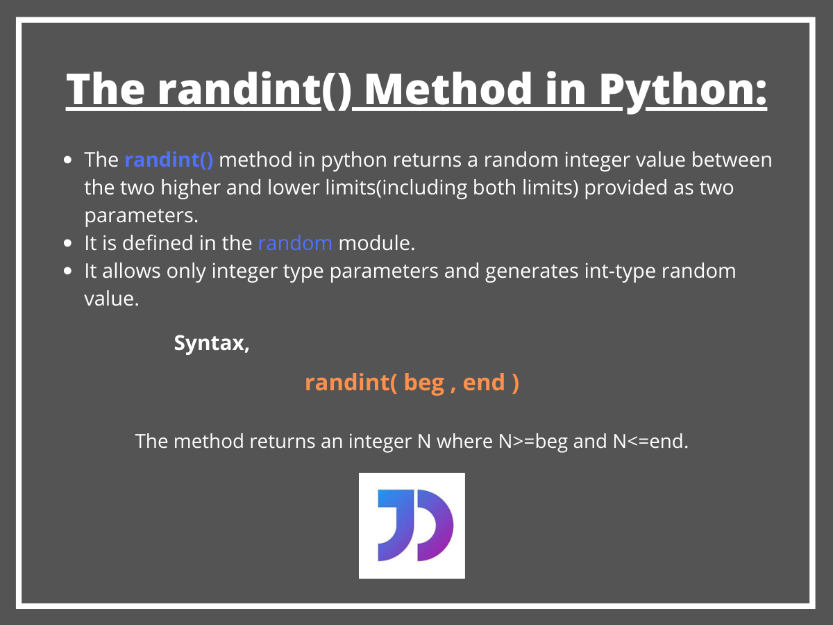 The randint() Method in Python