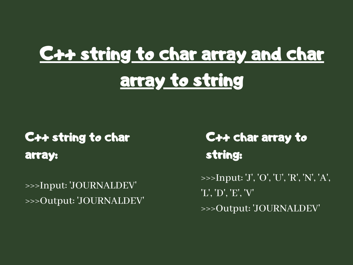 Convert String to Char Array and Char Array to String in C++