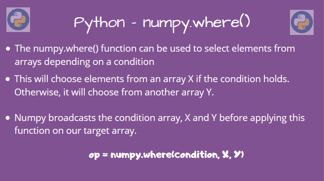 How to use Python numpy.where() Method