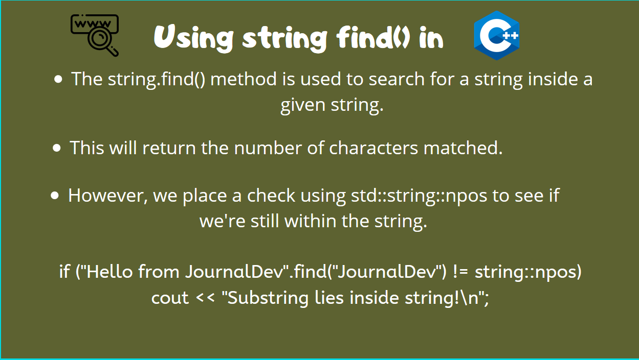 How to use the string find() in C++